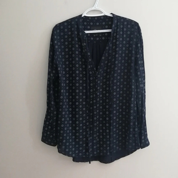 Rails Abby Rayon Button Up Blouse with Neck Tie Navy Floulard Print Small - Picture 5 of 16